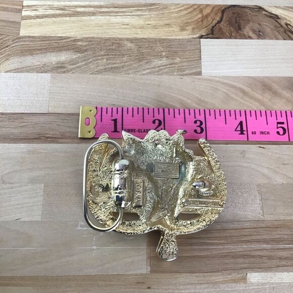 Vintage Saddle Buckle Belt Rodeo SW Gold Equestrian Horses - Picture 14 of 16